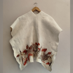 Ruana Ecoprint de Fieltro de Lana Merino