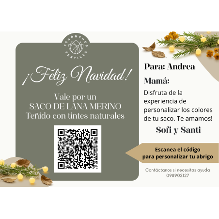 Tarjeta de Regalo - Saco Personalizado de Lana Merino con Tintes Naturales