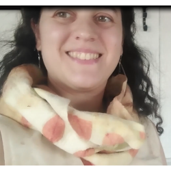 Cuellito de lana Merino Ecoprint