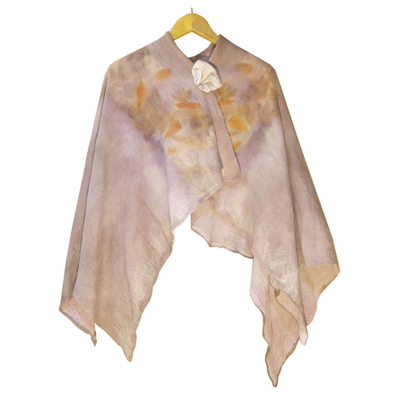 Ruana Ecoprint de Fieltro de Lana Merino