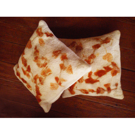 Almohadón Ecoprint de Fieltro de Lana Merino