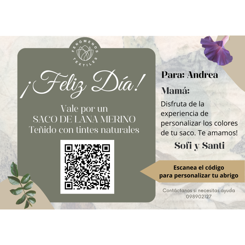 Tarjeta de Regalo - Saco Artesanal de Lana Merino para Mamá