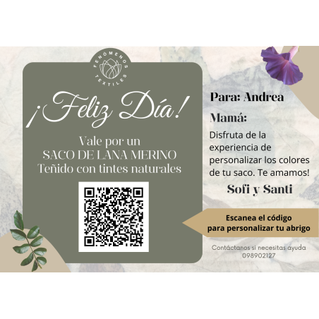 Tarjeta de Regalo - Saco Artesanal de Lana Merino para Mamá