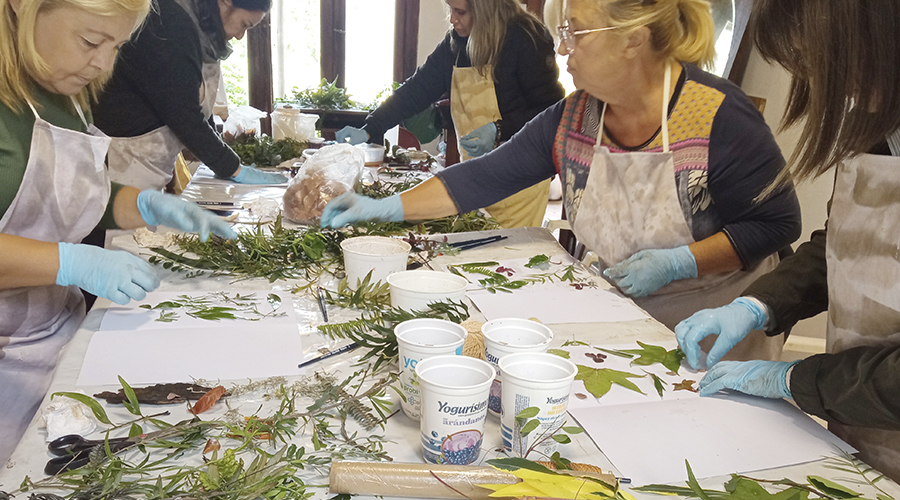 Ecoprint hojas sobre tela